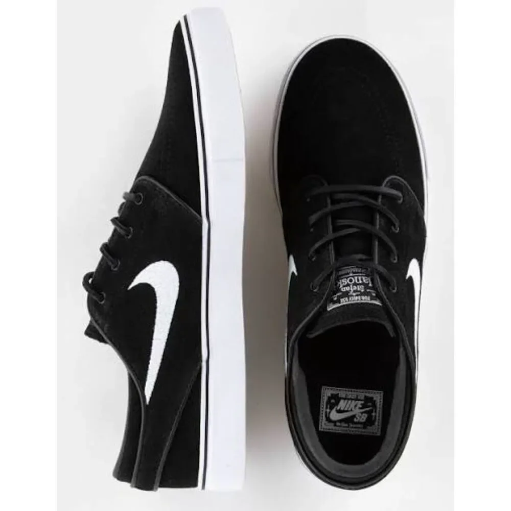 NIKE SB ZOOM JANOSKI OG+ BLACK WHITE Suede Sneaker Shoes Size 7